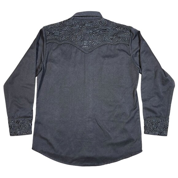 Scully Western Embroidered Flora Flowers Black Button-Up Shirt Medium - Picture 4 of 16